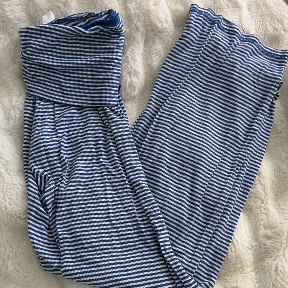 Cotton On Blue & White Striped Boot Cut Jumpsuit